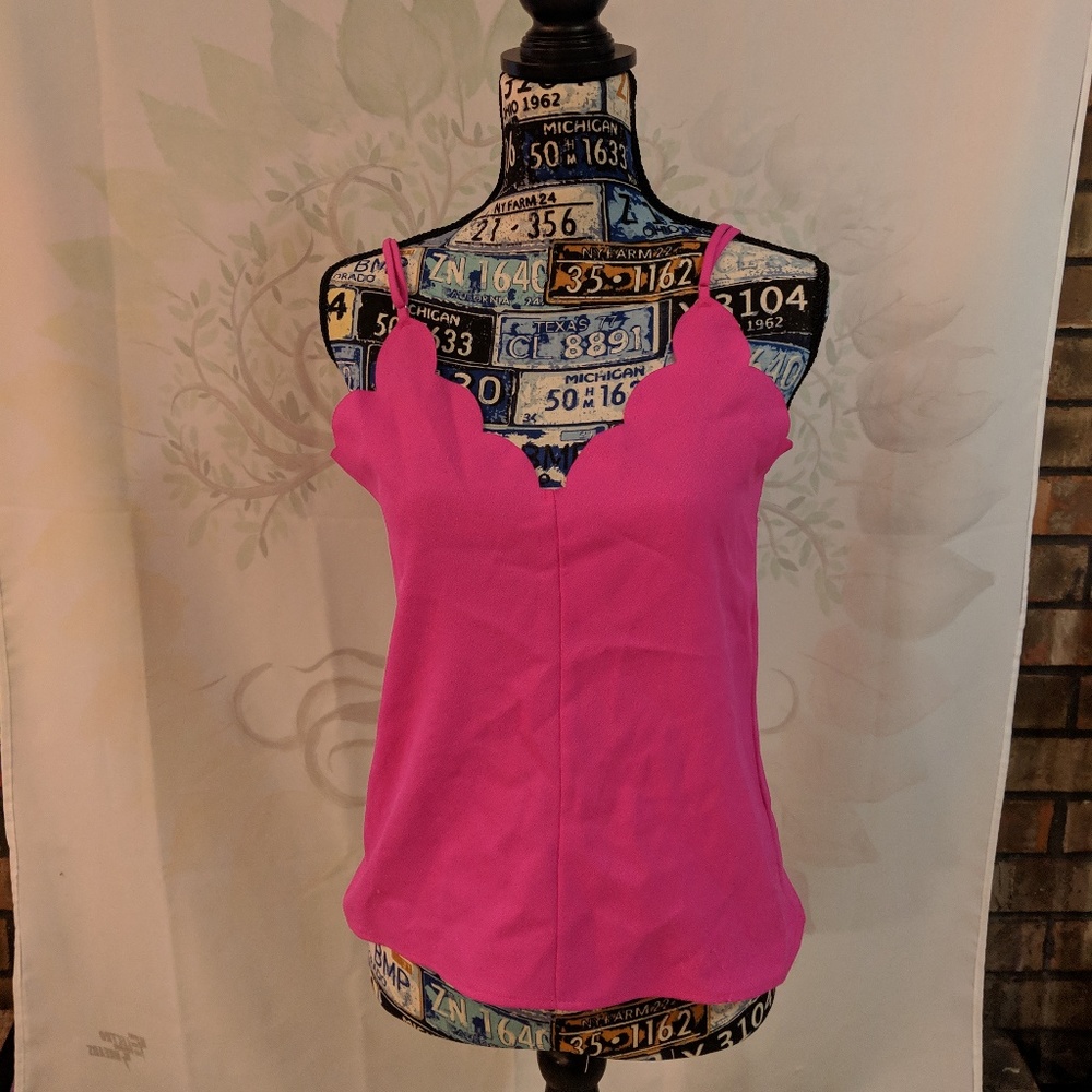 Spaghetti strap eyelet accented tank